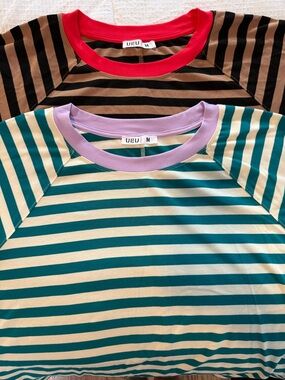 Bundle of 2 Striped Oversized Short Sleeve Tees, Size M, NWOT